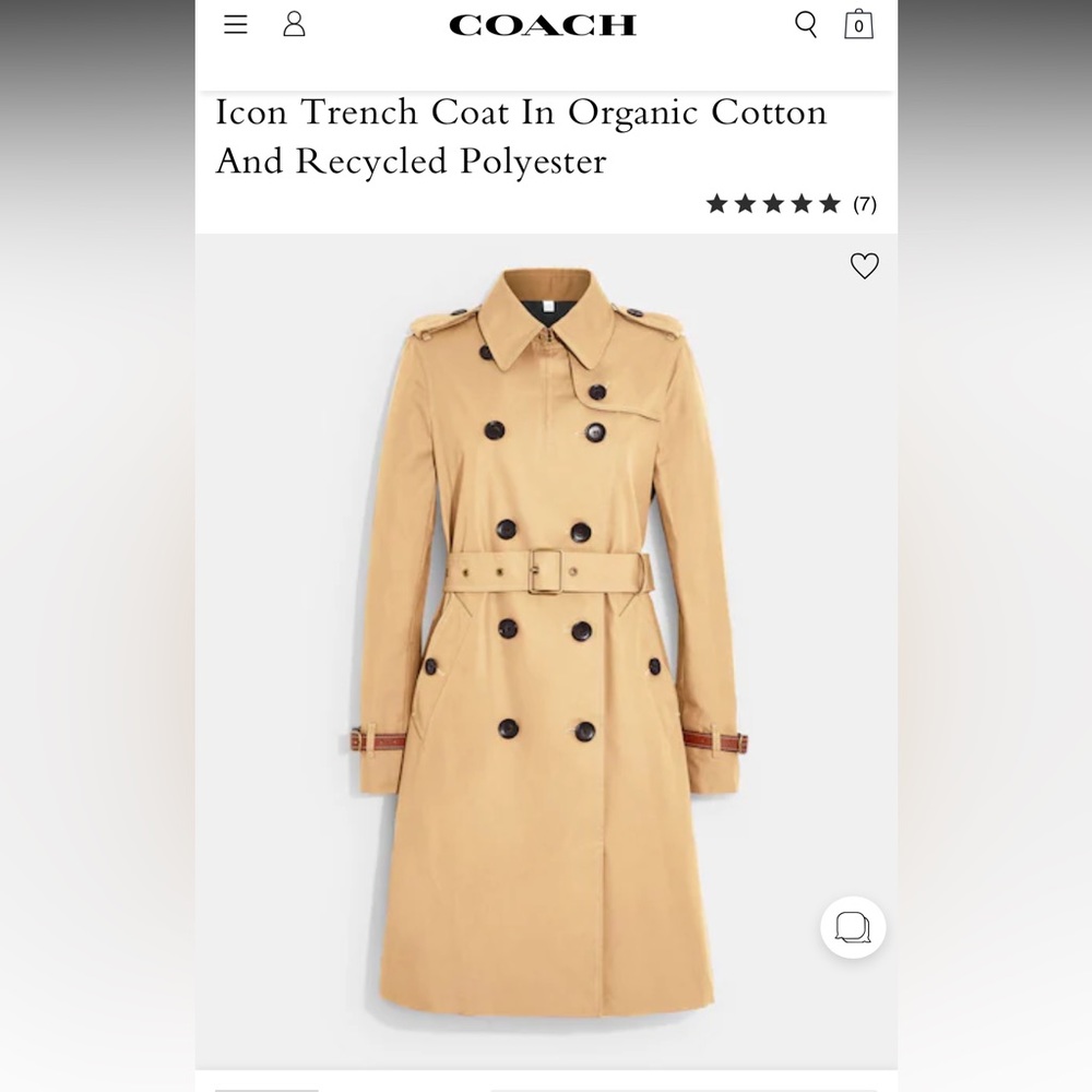 NWT coach icon trench khaki size 6